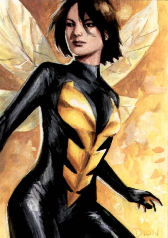 Красочные открытки  с персонажем вселенной Marvel - Осой     