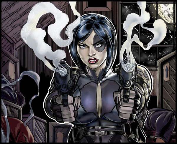 Открытки и картинки с персонажем вселенной марвел - Домино   