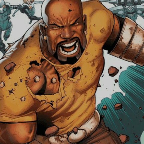 Интересные открытки с героем из комиксов Marvel - Люком Кейдж 