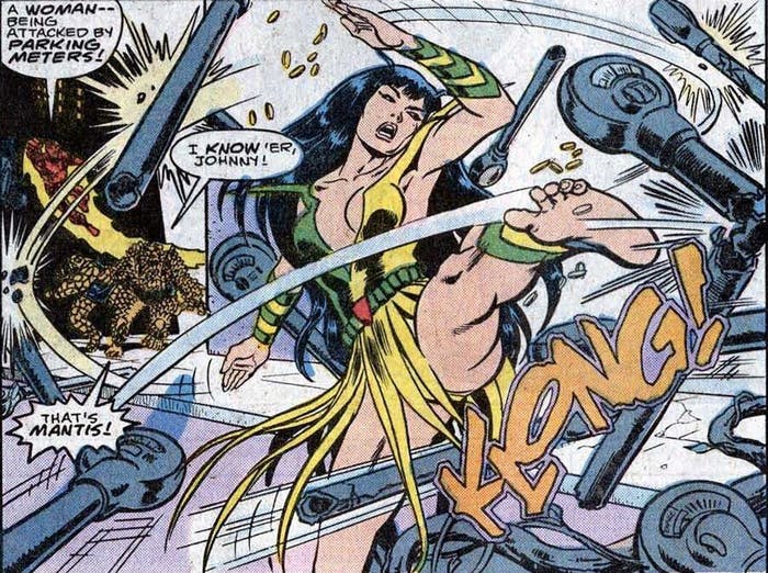 Интересные открытки с персонажем вселенной Marvel - Мантис  