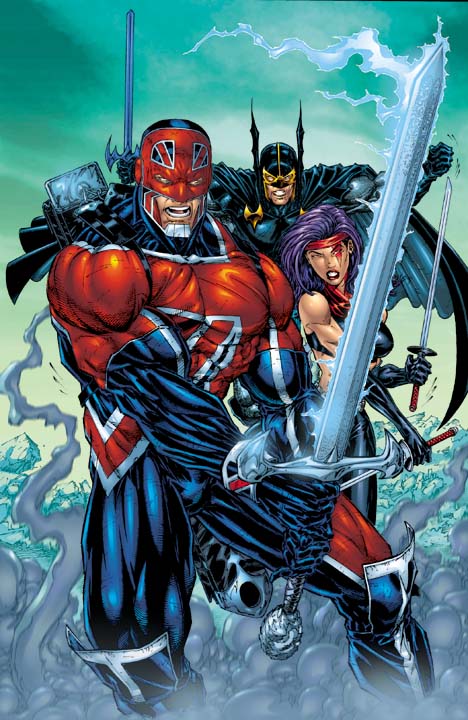 Открытки и картинки с персонажем вселенной Marvel - Капитаном Британия 