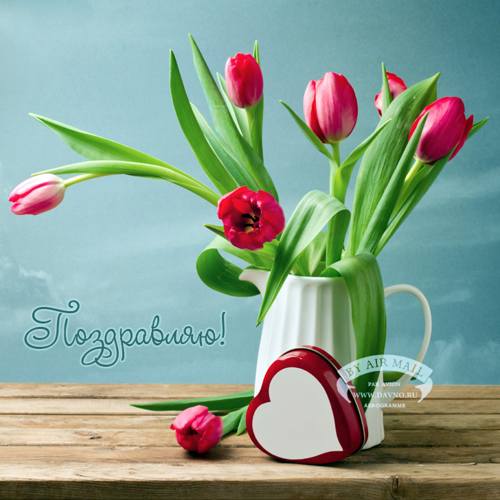 Красивые открытки с тюльпанами на день рождения              