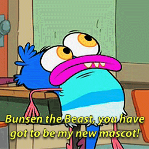 Яркие и забавные открытки с героями из мультфильма Чудище Бансен 