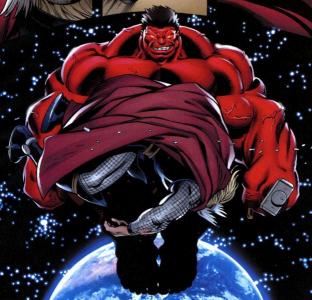 Интересные и яркие открытки с героем комиксов Marvel - Красным Халком 