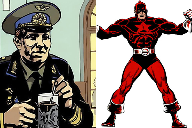 Открытки и картинки с персонажем вселенной Marvel - Красным Стражем 