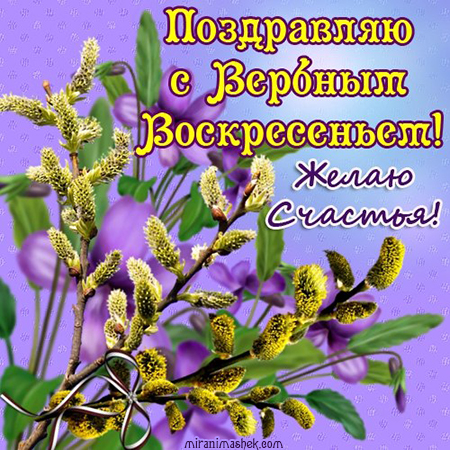 Красивые открытки с теплыми пожеланиями на вербное воскресенье 