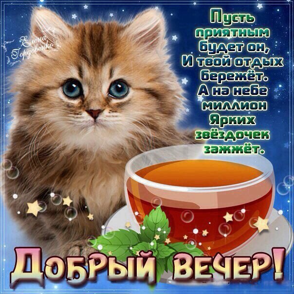 Открытки с пожеланиями доброго вечера 